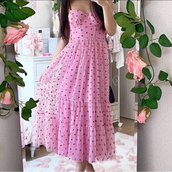 Valentine's Day Girl Dress: Pink Heart Tulle Tutu, matching mom shirt